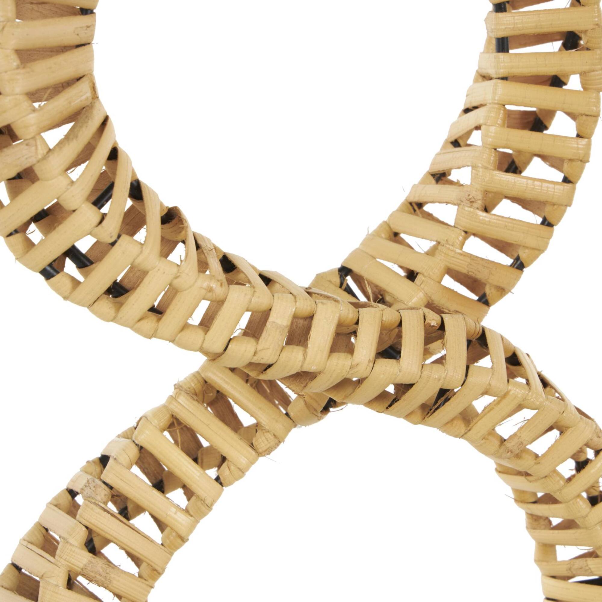 15" Brown Rattan Infinity Sculpture with White Marble Base